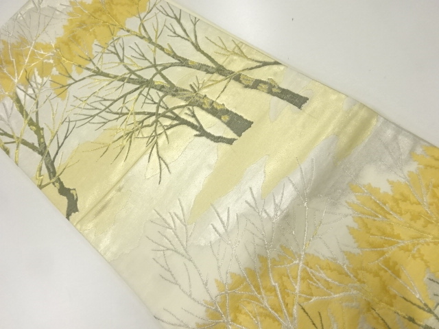 JAPANESE KIMONO / ANTIQUE FUKURO OBI / SILK / WOVEN TREES